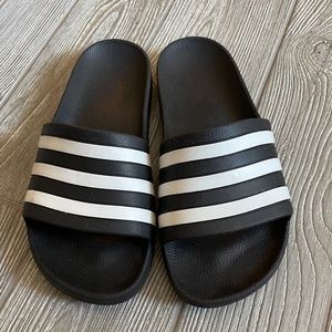 ADIDAS Women’s Black Striped  Rubber Slides